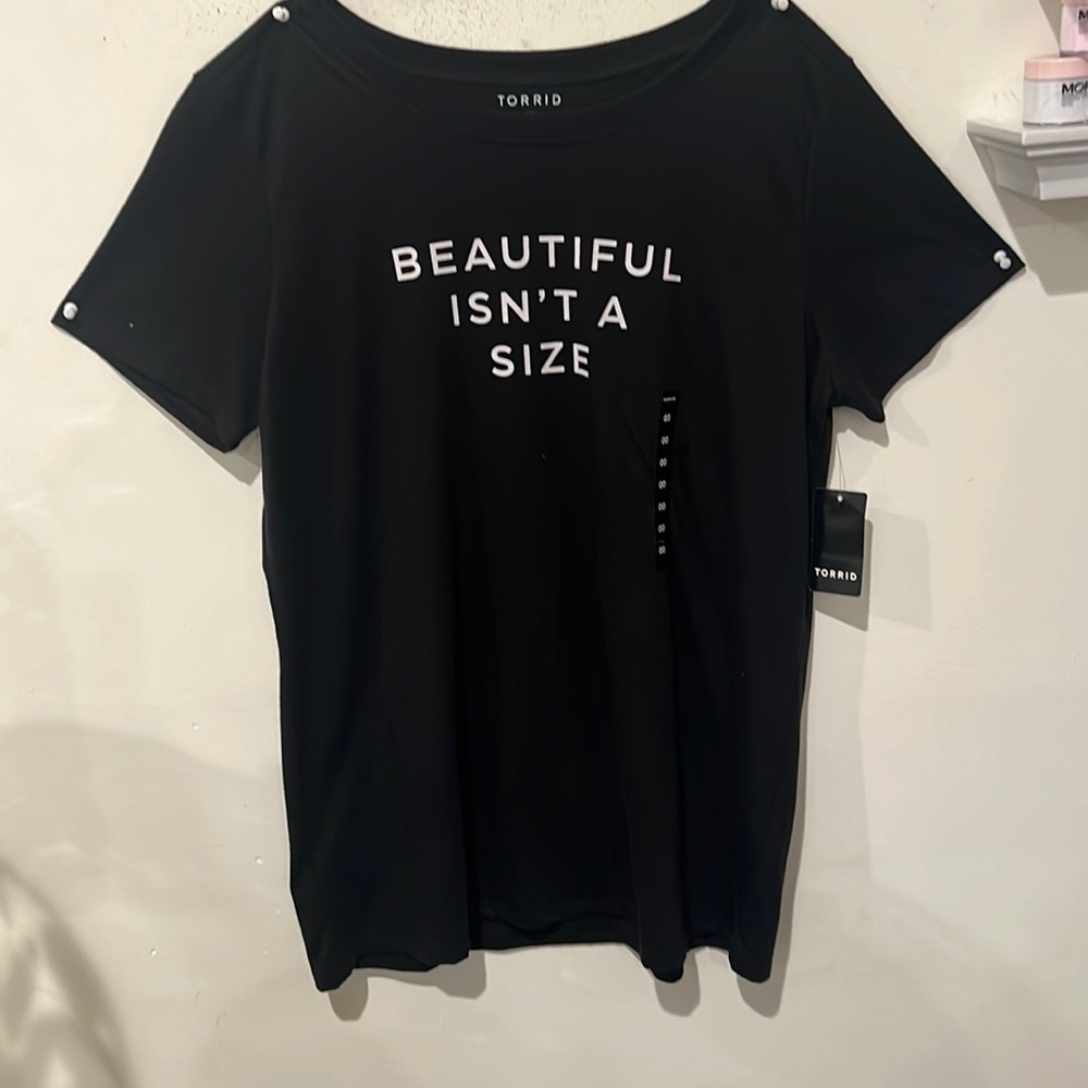 Black short sleeve T shirt with support message in white writing